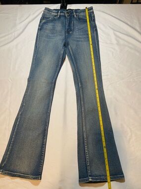Classic Light Blue Flare Jeans with Gentle Fade